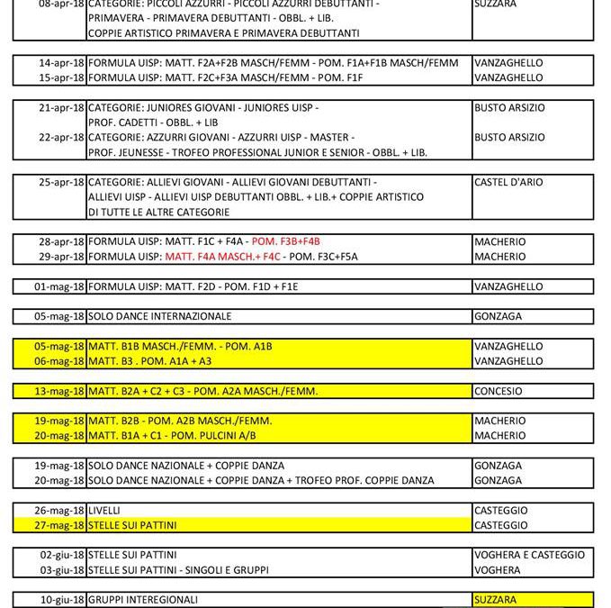 Programma gare campionato regionale UISP 2018